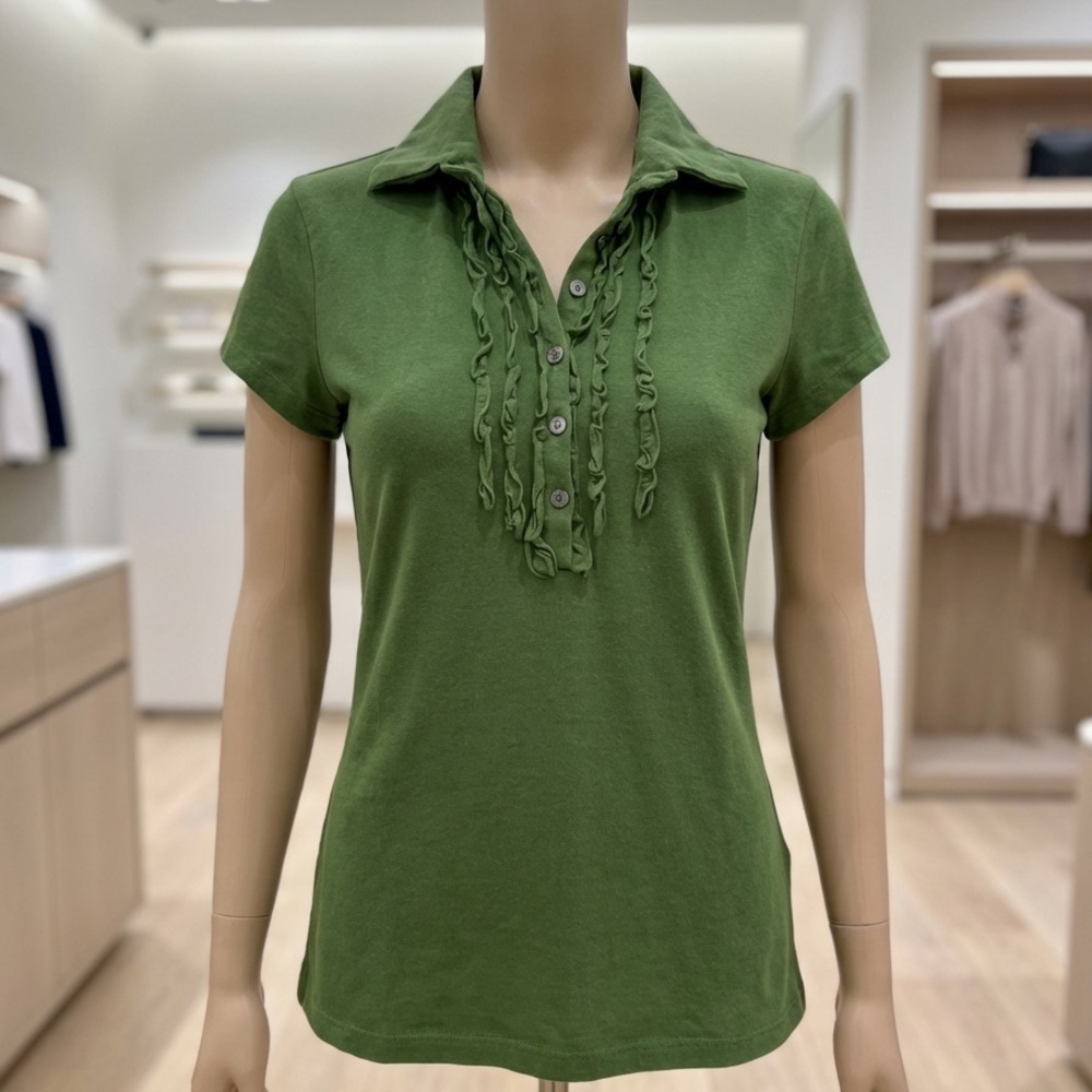 Talbots Green Ruffle Button Shirt Women’s M – Casual Top - Picture 3 of 10
